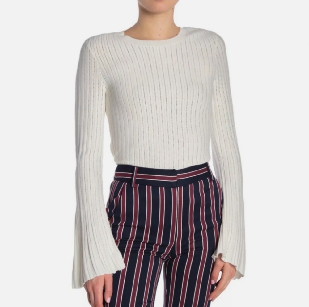 NWT FRAME Pointelle Rib Knit Large Sweater - Picture 8 of 15